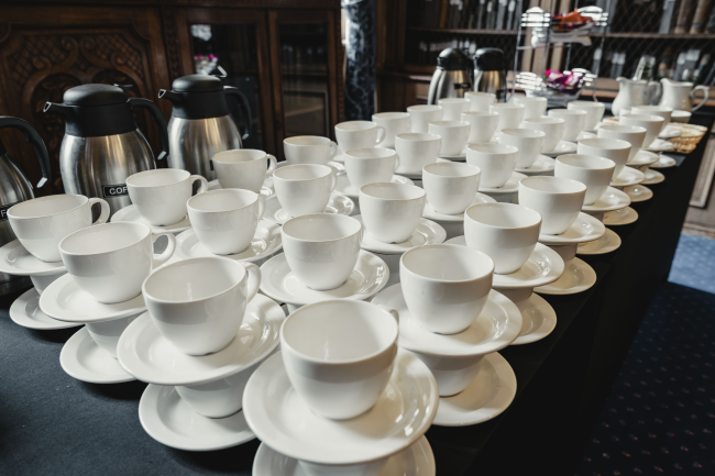 Teacups set for a ceremony 